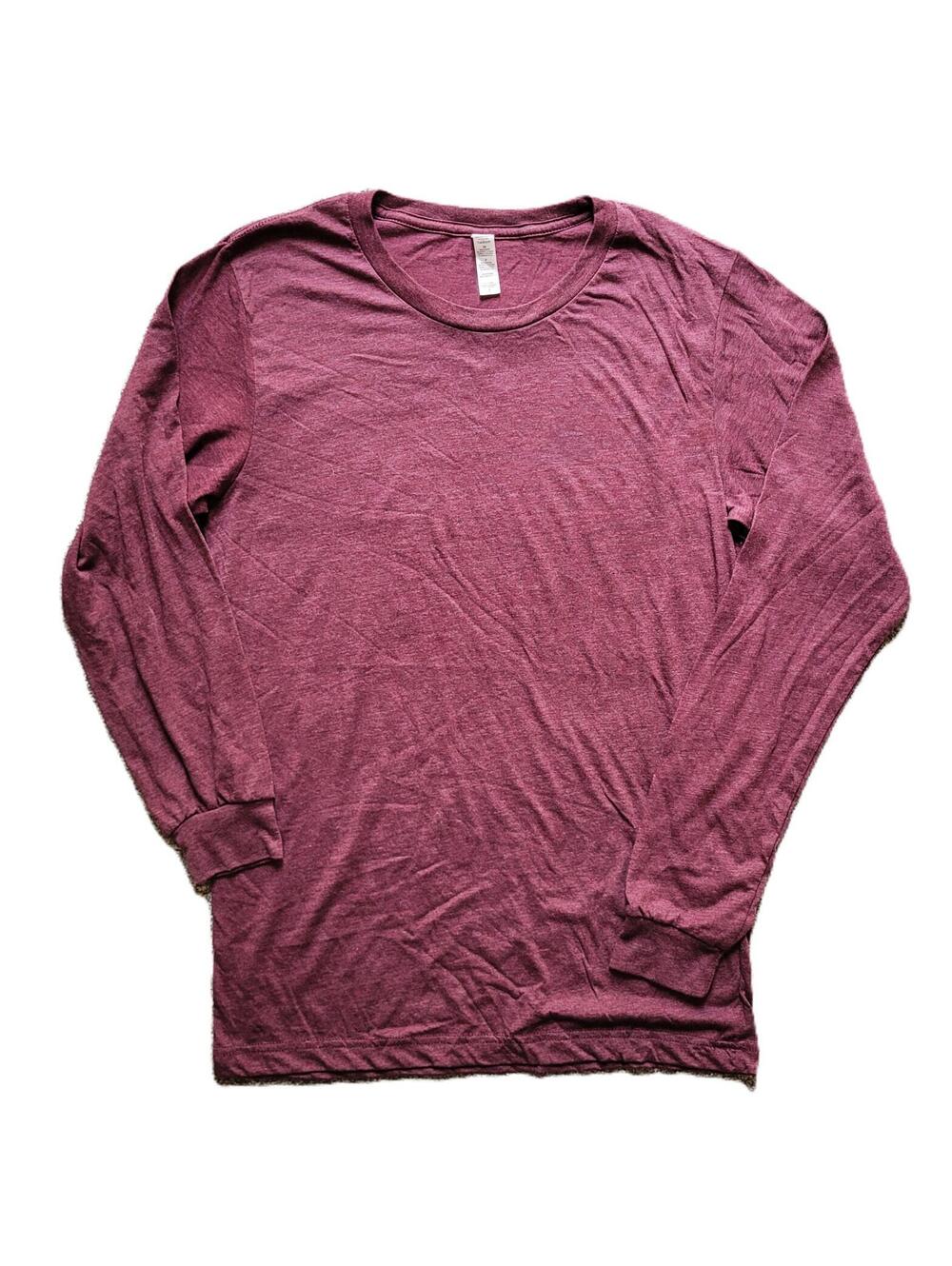Men’s Small Plum/Purple Heathered Long Sleeve T-Shirt Soft Blend Tee NOWT